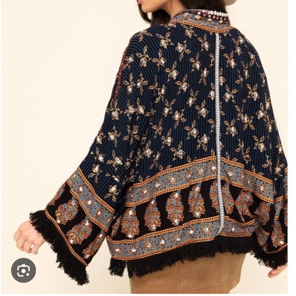 Free People Ray Of Light Embellished Fringe Trim Jacket - Picture 2 of 6